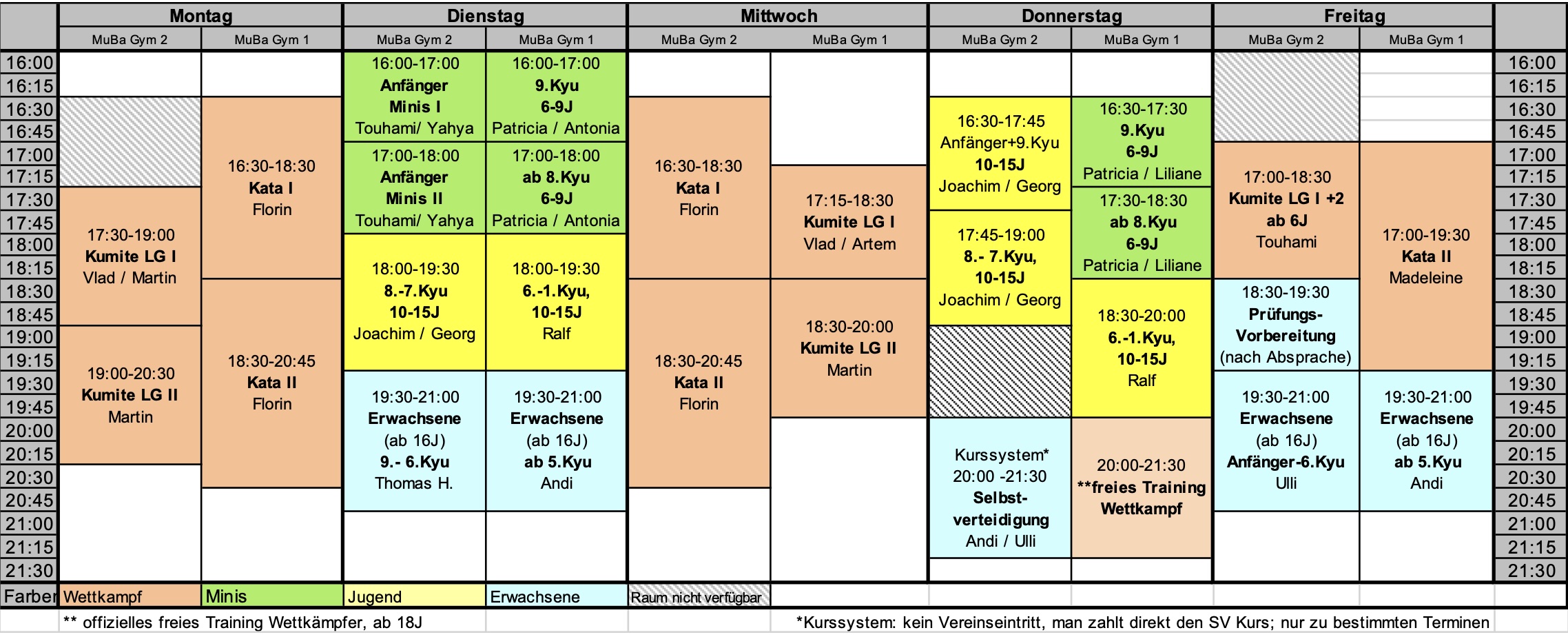 Trainingsplan SVB Karate